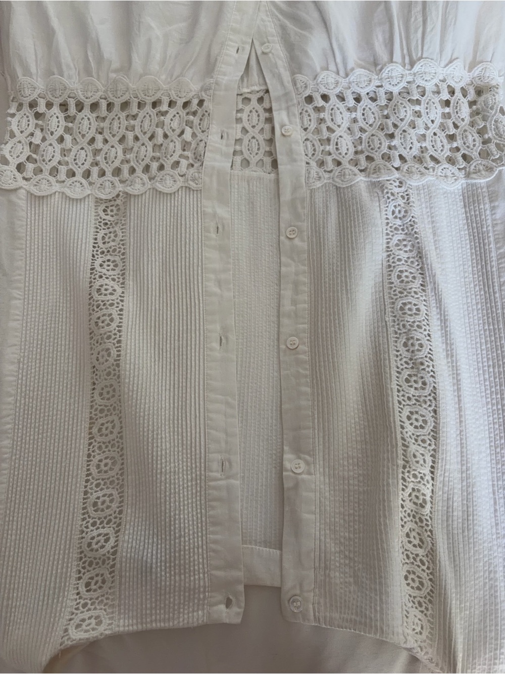 Mango White Cotton Lace-Trim Mini Dress - Picture 3 of 4